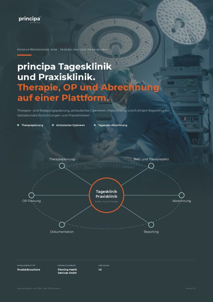 Deckblatt principa Tagesklinik und Praxisklinik Produktbroschüre