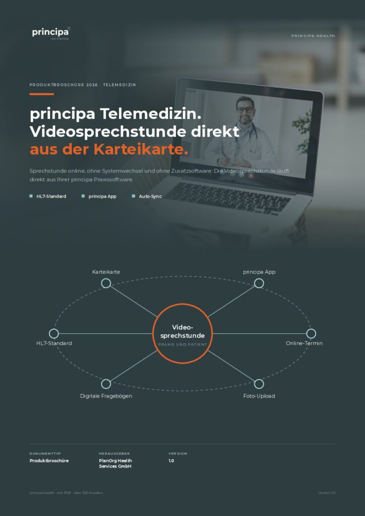 Deckblatt principa Telemedizin Produktbroschüre